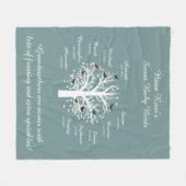 Oma Tree, 10 Names & Dates, wit op blauw Fleece Deken (Voorkant (Horizontaal))