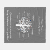 Oma Tree, 8 Names & Dates, wit op grijs Fleece Deken (Voorkant (Horizontaal))