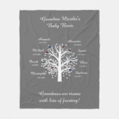 Oma Tree, 8 Names & Dates, wit op taupe Fleece Deken (Voorkant)