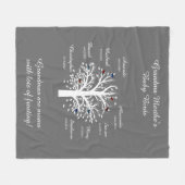 Oma Tree, 8 Names & Dates, wit op taupe Fleece Deken (Voorkant (Horizontaal))