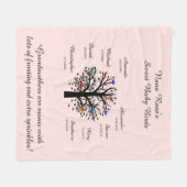 Oma Tree, 8 Names & Dates, zwart op roze Fleece Deken (Voorkant (Horizontaal))