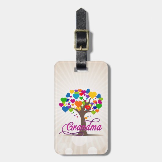 Oma Tree of Life Hearts Bagagelabel (Voorkant verticaal)