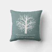 Oma Tree, wit op blauw, 7 namen en data Kussen (Achterkant)