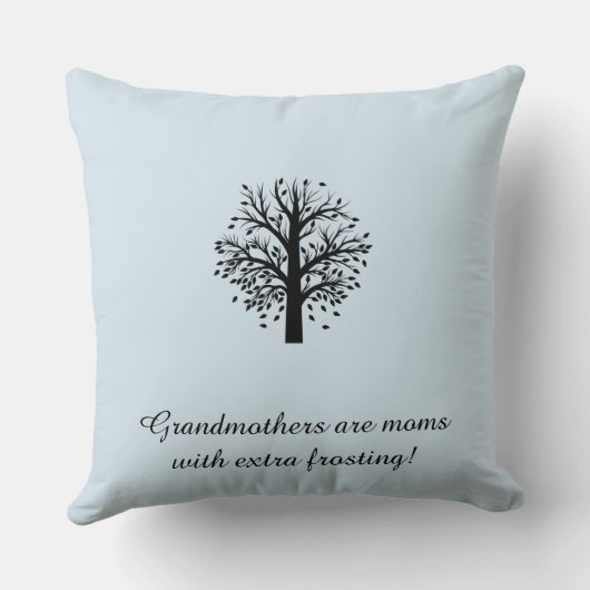 Oma Tree, zwart op Bleek grijs, 8 namen en data Kussen (Achterkant)