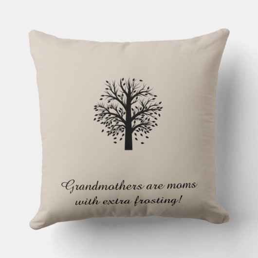 Oma Tree, zwart op Ecru, 8 namen en data Kussen (Achterkant)