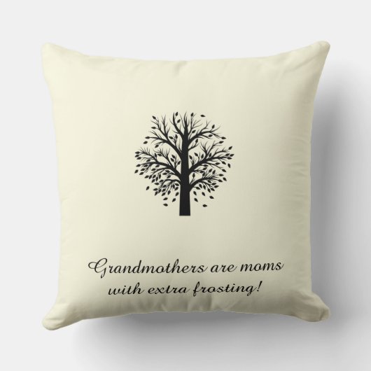 Oma Tree, zwart op Vanilla, 8 namen en data Kussen (Achterkant)