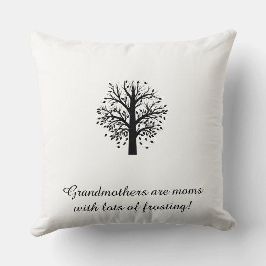 Oma Tree, zwart op wit, 8 namen en data Kussen (Achterkant)