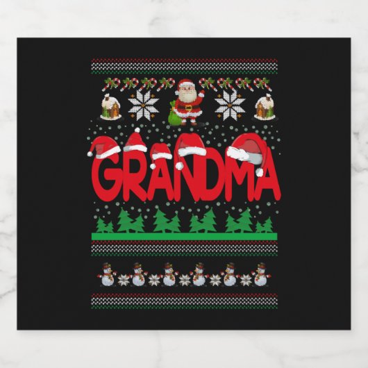 Oma Ugly KerstSweater Sparkling Wijnetiket (Enkel label)