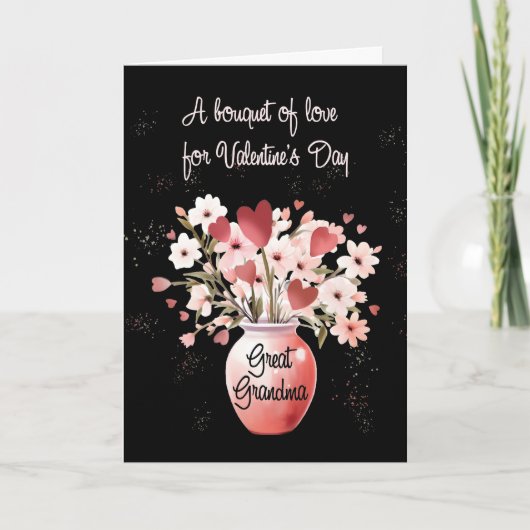 Oma Valentijnsdag boeket van liefde Kaart (Voorkant)