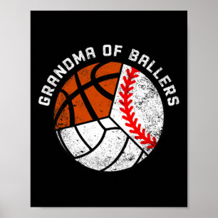 Oma van Ballers Fun Honkbal Volleybal Basketb Poster