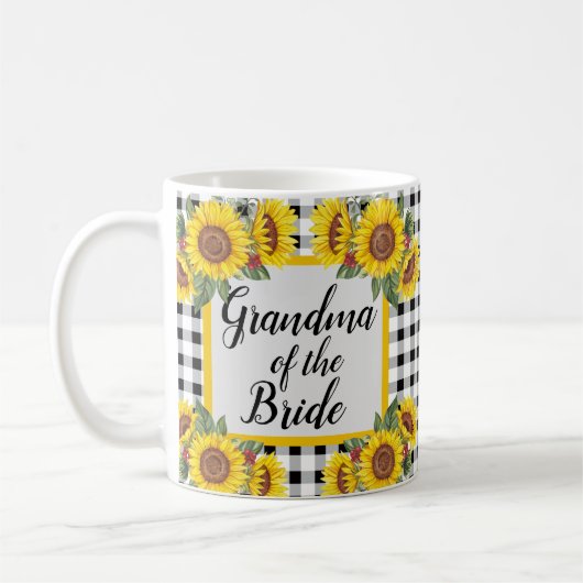 Oma van Bride Gepersonaliseerd Gingham Sunflower Koffiemok (Links)