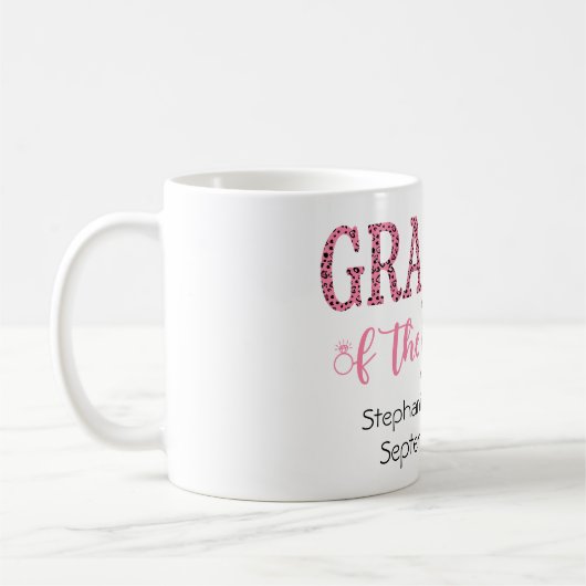 Oma van Bride Gift Pink Black Leopard Print Koffiemok (Links)