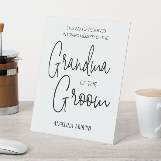 Oma van bruidegom Memorial Gereserveerde Stoel Bru Reclamebord Met Voetstuk (Insitu)