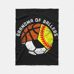 Oma van Byllers Fun Softbyll Soccer Bysketbyll Fleece Deken