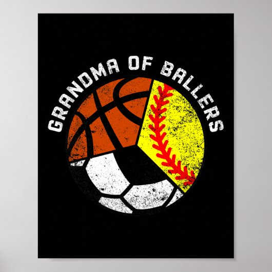 Oma van Byllers Fun Softbyll Soccer Bysketbyll Poster (Voorkant)
