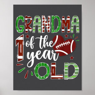Oma van de 1 jaar oude voetbal eerste verjaardag poster