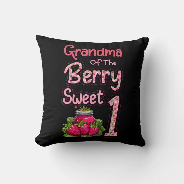 Oma van de Berry Sweet One Strawberry First 1s Kussen (Voorkant)