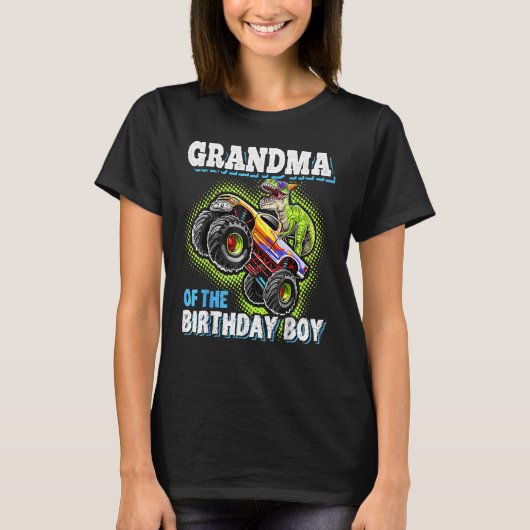 Oma van de Birthday Boy Dinosaur Monster Truck T-shirt (Voorkant)