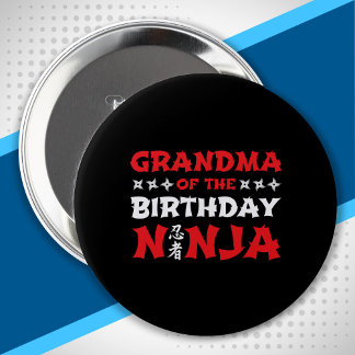 Oma van de Birthday Ninja - Matching Birthday Ronde Button 4,0 Cm