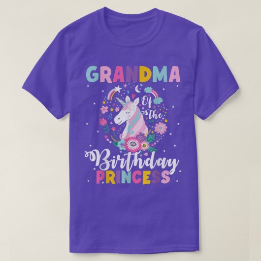 Oma van de Birthday Princess Unicorn Birthday T-shirt (Design voorkant)