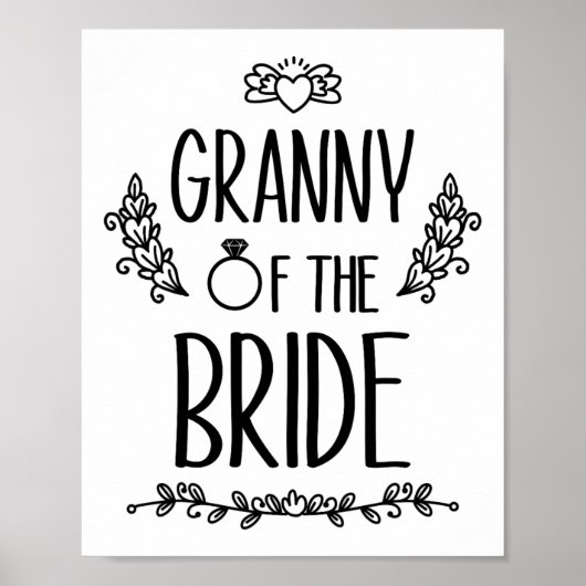 Oma van de bruid bruiloftsfeest familie poster (Voorkant)