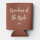 Oma van de bruid bruine trouw blikjeskoeler (Voorkant)
