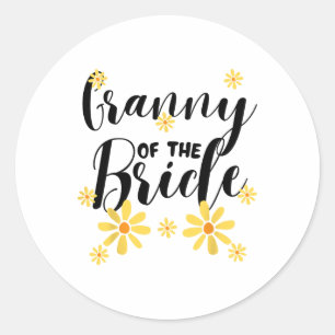 Oma van de bruid familie team bruiloft douche zon ronde sticker
