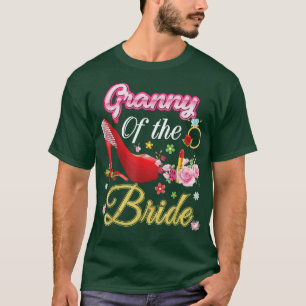 Oma van de bruid gelukkig huwelijk bloem roze scho t-shirt