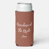 Oma van de Bruid Terracotta Bruiloft Seltzer Blikjeskoeler (Seltzer Voorkant)