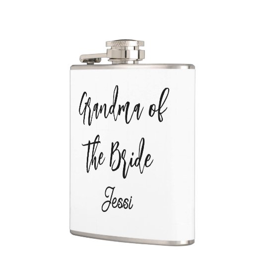 Oma van de bruid Zwart Witte Bruiloft Heupfles (Links)