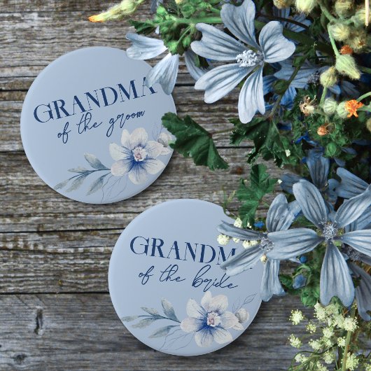Oma van de bruidegom blauwe bruidsdouche knoop ronde button 5,7 cm