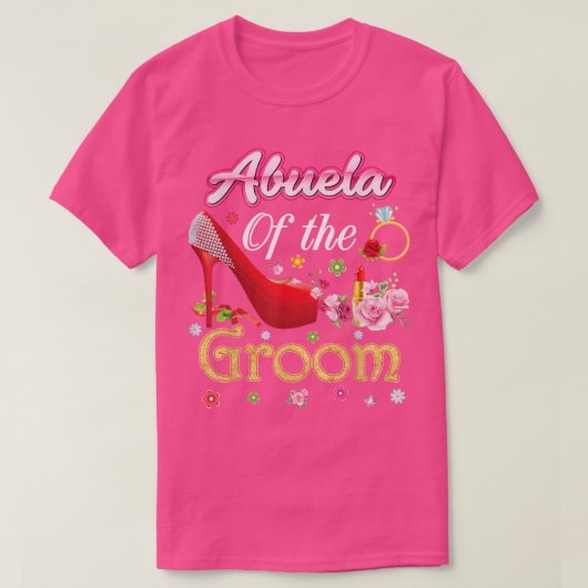 Oma van de bruidegom Happy bruiloft bloem roze sch T-shirt (Design voorkant)