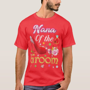 Oma van de bruidegom Happy Wedding Bloem Roze Scho T-shirt