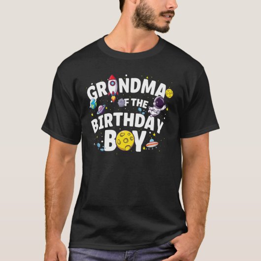 Oma van de geboorte, jongen Astronaut Birthday Par T-shirt (Voorkant)
