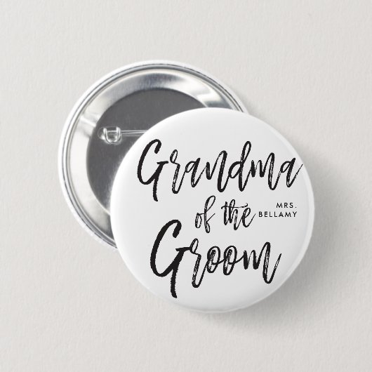 Oma van de Groom | Aangepaste bruiloft in Script-s Ronde Button 5,7 Cm (Voorkant /achterkant)