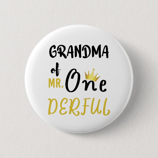oma van de heer Onederful Wonderful Funny 1st Bday Ronde Button 5,7 Cm (Voorkant)