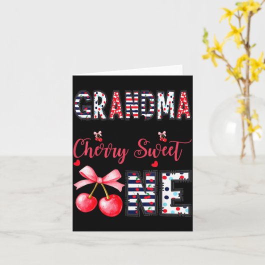 Oma van de kers zoete kokette 1e verjaardag kaart (Gele Bloem)