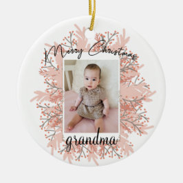 Oma van de kerstfoto van de kleinkind keramisch ornament