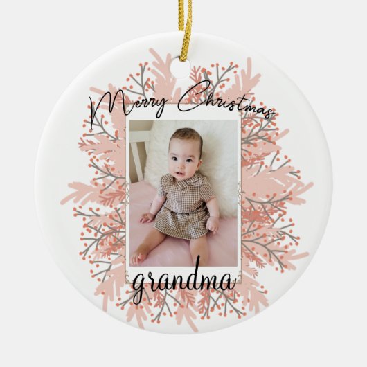 Oma van de kerstfoto van de kleinkind keramisch ornament (Voorkant)
