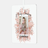 Oma van de kerstfoto van de kleinkind metalen ornament (Voorkant links)