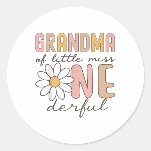 Oma van de kleine Miss Onederful eerste verjaardag Ronde Sticker (Voorkant)