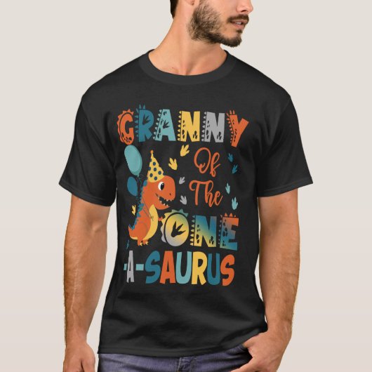 Oma van de One-a-Saurus 2e verjaardag dinosaurus P T-shirt (Voorkant)