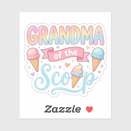 Oma van de schep ijs gender reveal sticker (Vel)