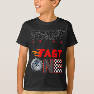 Oma van de snelle één raceauto 1e verjaardag jonge t-shirt