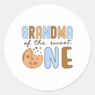 Oma van de Sweet One koekjes en melk 1e geboorte Ronde Sticker