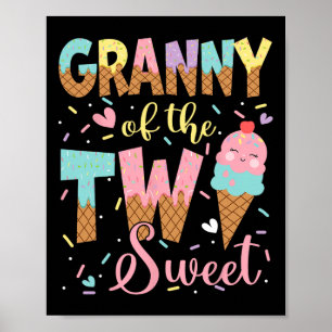 Oma van de twee lieve 2e verjaardag meisje ijs poster
