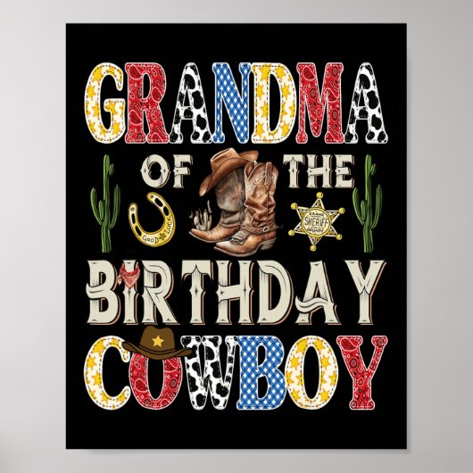 Oma van de verjaardag Cowboy Rodeo Western Poster (Voorkant)