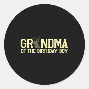 Oma van de verjaardag jongen herten jager camoufla ronde sticker