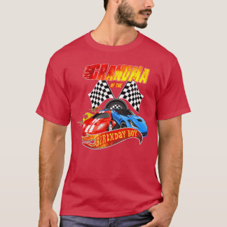Oma van de verjaardag jongen race verjaardagsfeest t-shirt