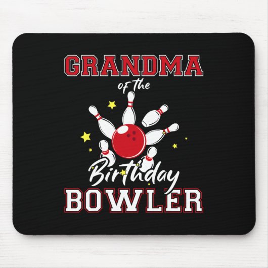 Oma van de verjaardagsbowler Bday Bowling-viering Muismat (Voorkant)